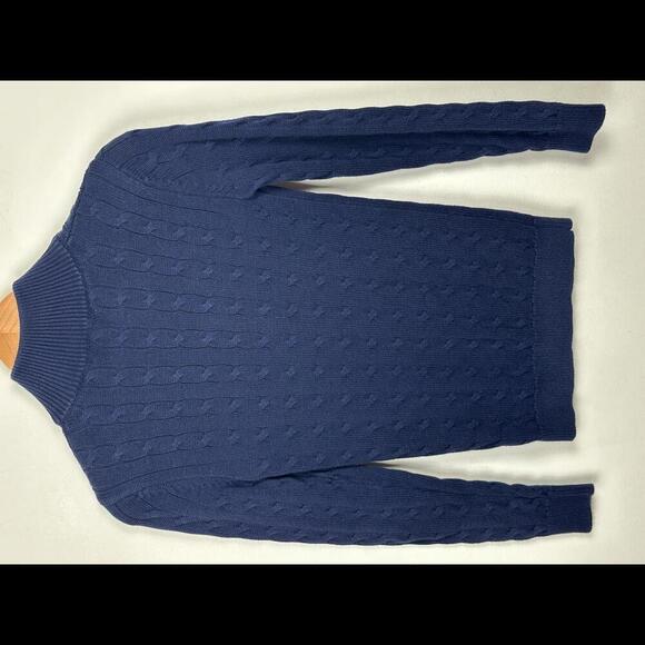 Ralph Lauren Cable Knit Split Neck Sweater Navy SIZE XS - Picture 4 of 6